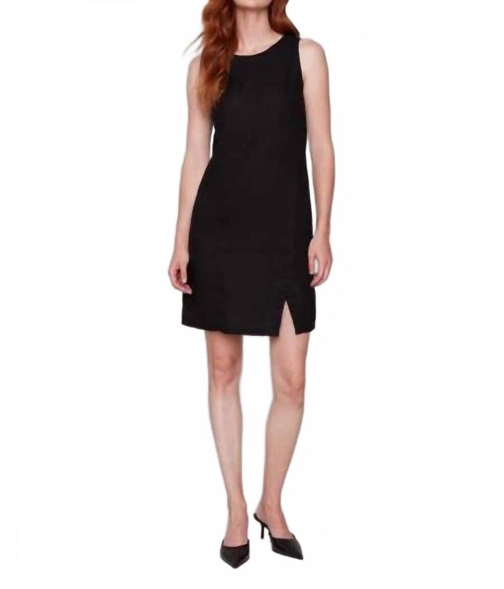 NEW CHARLIE B solid sleeveless crew neck dress in black